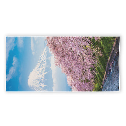 Mount Fuji And Cherry Blossom Print Beach Towel