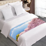 Mount Fuji And Cherry Blossom Print Bed Runner
