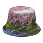 Mount Fuji And Cherry Blossom Print Bucket Hat