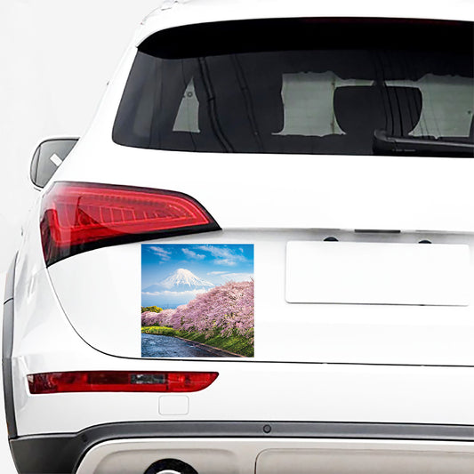 Mount Fuji And Cherry Blossom Print Car Sticker
