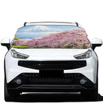 Mount Fuji And Cherry Blossom Print Car Windshield Snow Cover