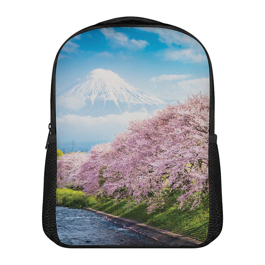 Mount Fuji And Cherry Blossom Print Casual Backpack