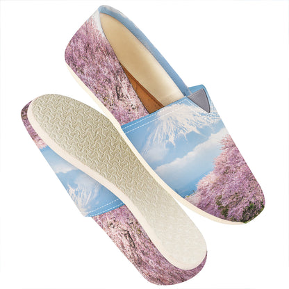 Mount Fuji And Cherry Blossom Print Casual Shoes