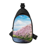 Mount Fuji And Cherry Blossom Print Chest Bag