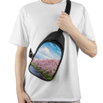 Mount Fuji And Cherry Blossom Print Chest Bag