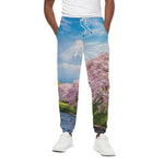 Mount Fuji And Cherry Blossom Print Cotton Pants