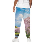 Mount Fuji And Cherry Blossom Print Cotton Pants