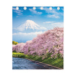 Mount Fuji And Cherry Blossom Print Curtain