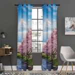 Mount Fuji And Cherry Blossom Print Curtain