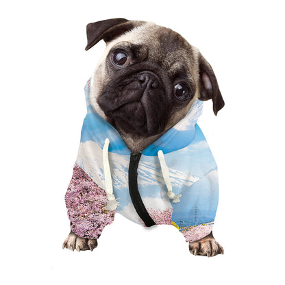 Mount Fuji And Cherry Blossom Print Dog Zip Up Hoodie