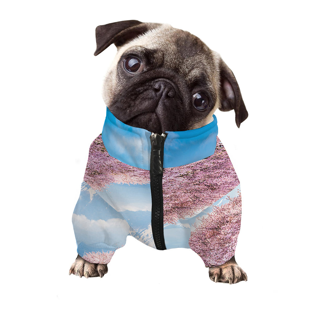Mount Fuji And Cherry Blossom Print Dog Zip Up Jacket