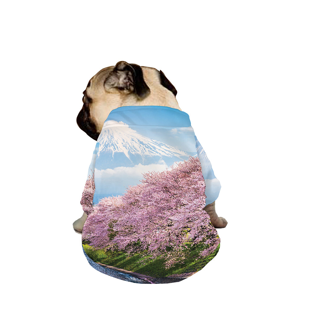 Mount Fuji And Cherry Blossom Print Dog Zip Up Jacket