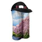 Mount Fuji And Cherry Blossom Print Double Neoprene Wine Tote