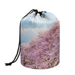 Mount Fuji And Cherry Blossom Print Drawstring Makeup Bag