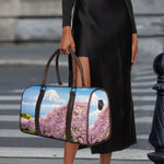 Mount Fuji And Cherry Blossom Print Duffle Bag