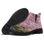 Mount Fuji And Cherry Blossom Print Flat Ankle Boots