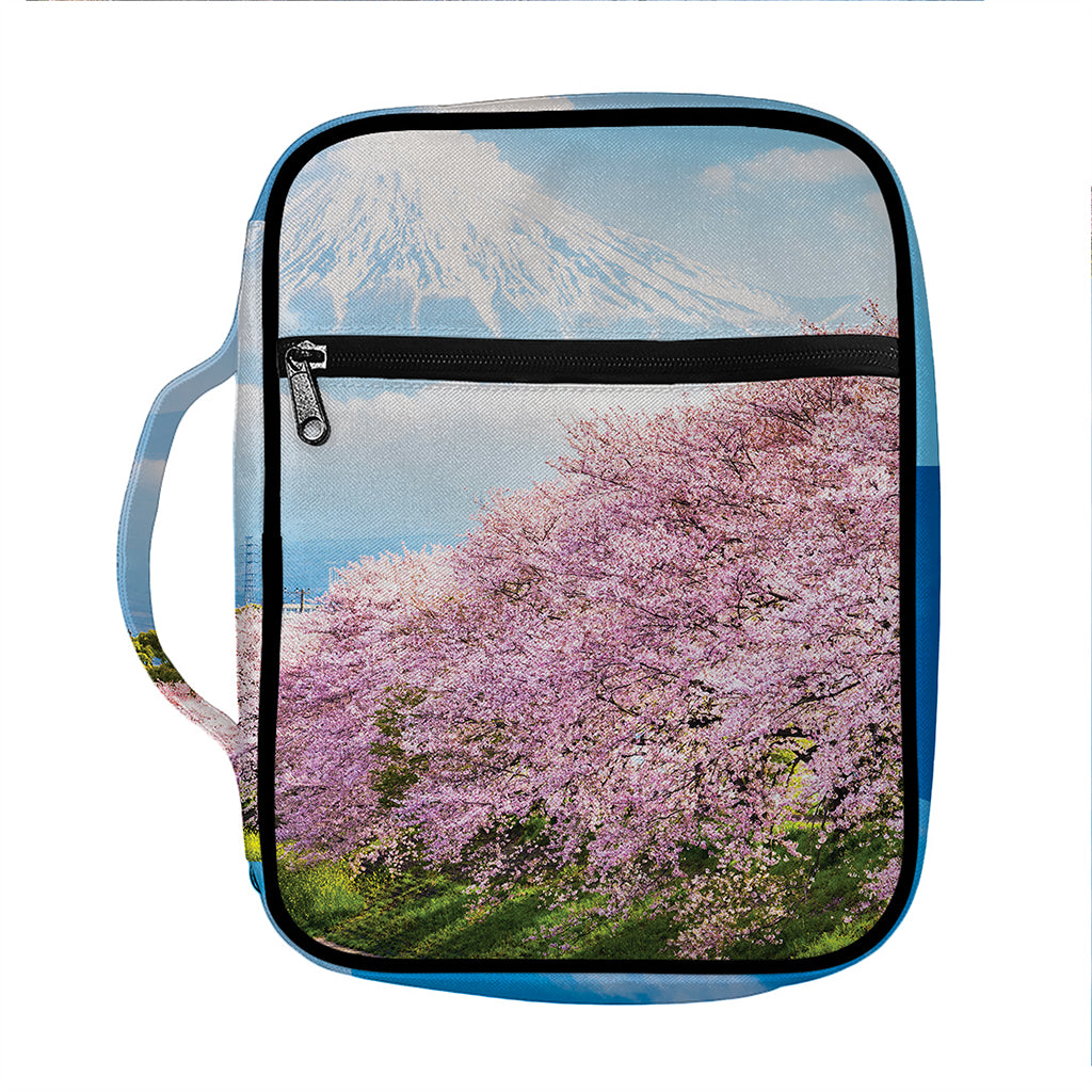 Mount Fuji And Cherry Blossom Print Front Pocket Bible Bag