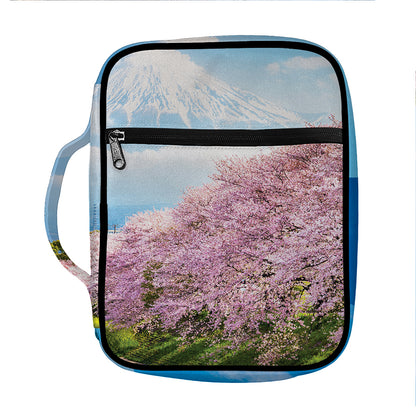 Mount Fuji And Cherry Blossom Print Front Pocket Bible Bag