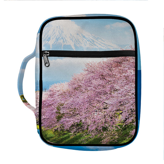 Mount Fuji And Cherry Blossom Print Front Pocket Bible Bag