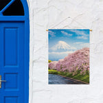 Mount Fuji And Cherry Blossom Print Garden Flag