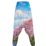 Mount Fuji And Cherry Blossom Print Hammer Pants