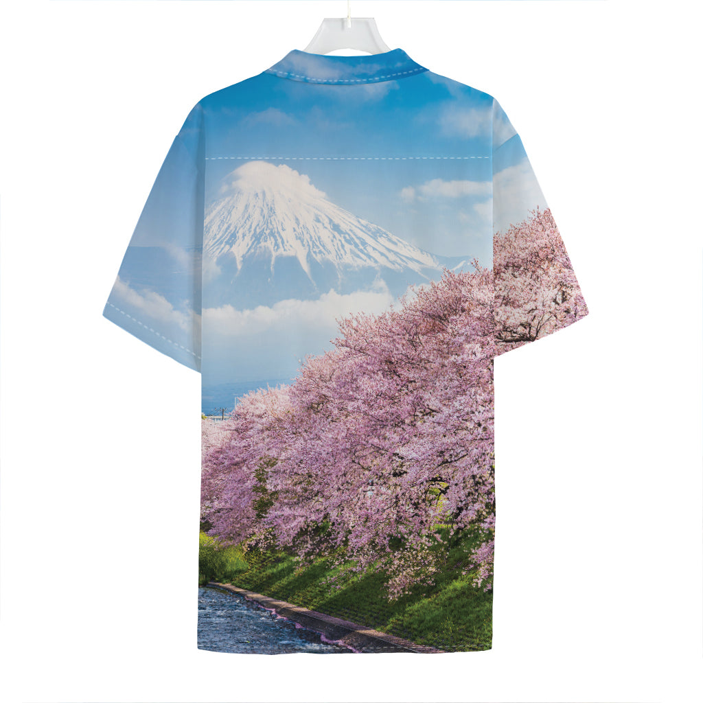 Mount Fuji And Cherry Blossom Print Hawaiian Shirt