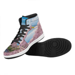 Mount Fuji And Cherry Blossom Print High Top Leather Sneakers