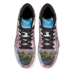 Mount Fuji And Cherry Blossom Print High Top Leather Sneakers