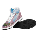 Mount Fuji And Cherry Blossom Print High Top Leather Sneakers