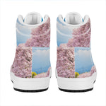 Mount Fuji And Cherry Blossom Print High Top Leather Sneakers