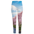 Mount Fuji And Cherry Blossom Print High-Waisted Pocket Leggings