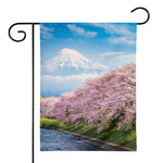 Mount Fuji And Cherry Blossom Print House Flag
