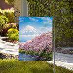 Mount Fuji And Cherry Blossom Print House Flag