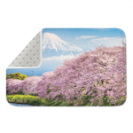 Mount Fuji And Cherry Blossom Print Indoor Door Mat