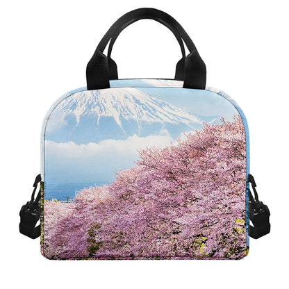 Mount Fuji And Cherry Blossom Print Insulated Lunch Bag