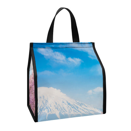 Mount Fuji And Cherry Blossom Print Insulated Lunch Tote