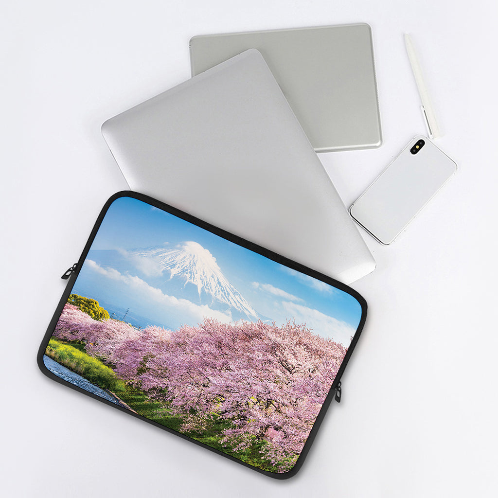 Mount Fuji And Cherry Blossom Print Laptop Sleeve
