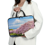 Mount Fuji And Cherry Blossom Print Laptop Sleeve With Handle