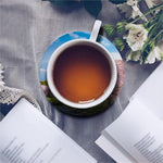 Mount Fuji And Cherry Blossom Print Leather Coaster Set