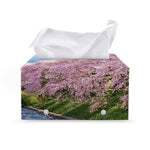 Mount Fuji And Cherry Blossom Print Leather Tissue Box Cover
