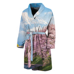 Mount Fuji And Cherry Blossom Print Men's Bathrobe