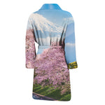 Mount Fuji And Cherry Blossom Print Men's Bathrobe