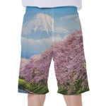 Mount Fuji And Cherry Blossom Print Men's Beach Shorts