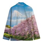 Mount Fuji And Cherry Blossom Print Men's Blazer