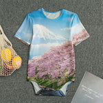 Mount Fuji And Cherry Blossom Print Men's Bodysuit