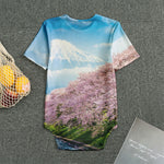 Mount Fuji And Cherry Blossom Print Men's Bodysuit