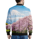 Mount Fuji And Cherry Blossom Print Men's Bomber Jacket