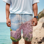 Mount Fuji And Cherry Blossom Print Men's Cargo Shorts