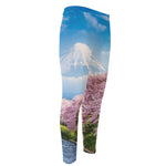 Mount Fuji And Cherry Blossom Print Men's Compression Pants