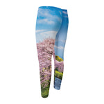 Mount Fuji And Cherry Blossom Print Men's Compression Pants